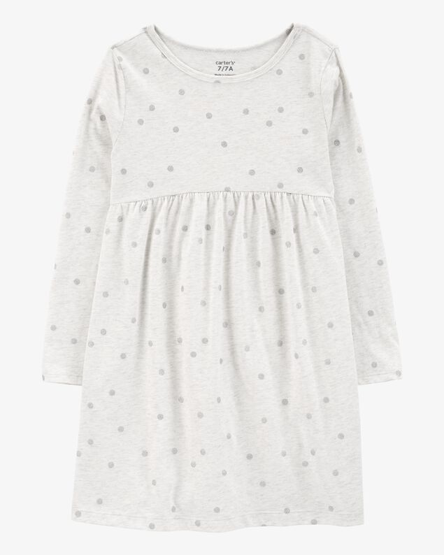 Product image 1 of Kid Glitter Polka Dot Long-Sleeve Jersey Dress