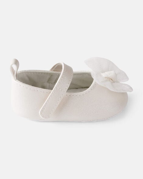Baby Girl Tulle Bow Dress Shoes - White