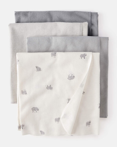 baby 4-pack sheep blanket - white