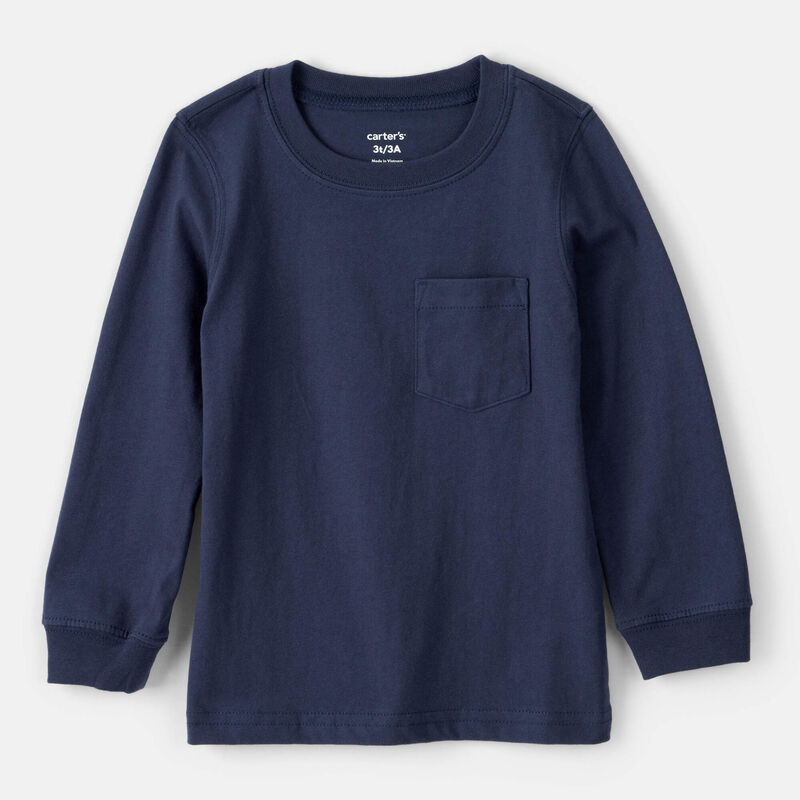 Toddler Boy Long-Sleeve Pocket Tee - Navy