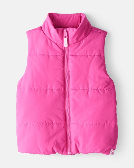 toddler girl puffer vest - pink