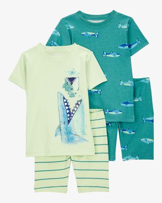 Product image 1 of Toddler Shark Print Snug Fit Cotton 4-Piece Pajamas