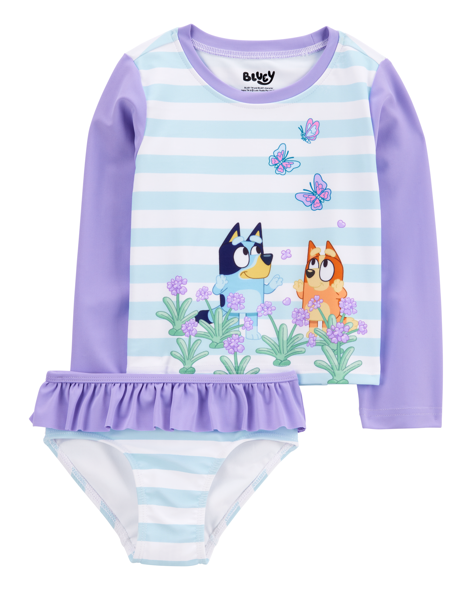 Toddler Girl Bluey™ 2-Piece Rashguard Swimsuit Set - Blue/Purple