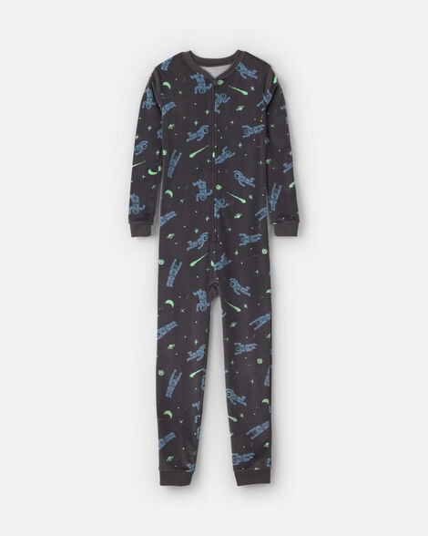boys 1-piece star space dreamplush snug fit pajama - black