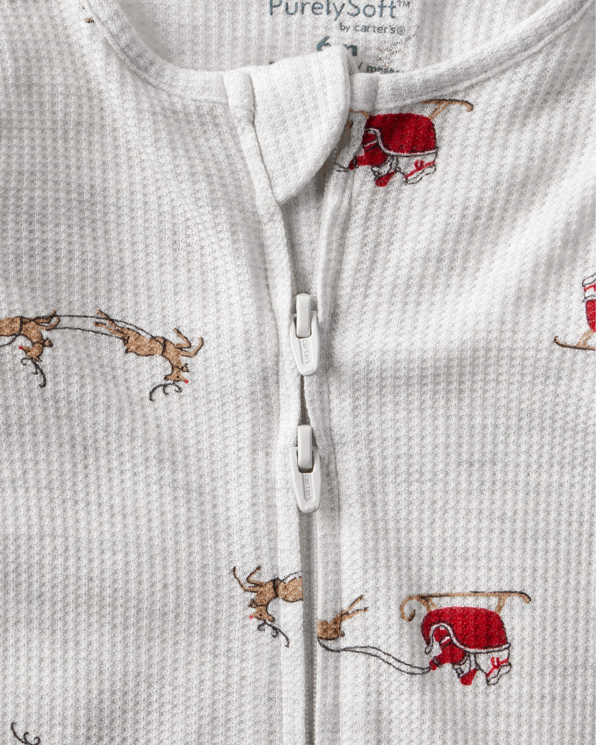 Baby Santa Print PurelySoft Long-Sleeve Sleep & Play Pajamas - Grey