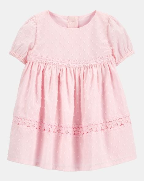 Baby Textured Babydoll Dress- Pink