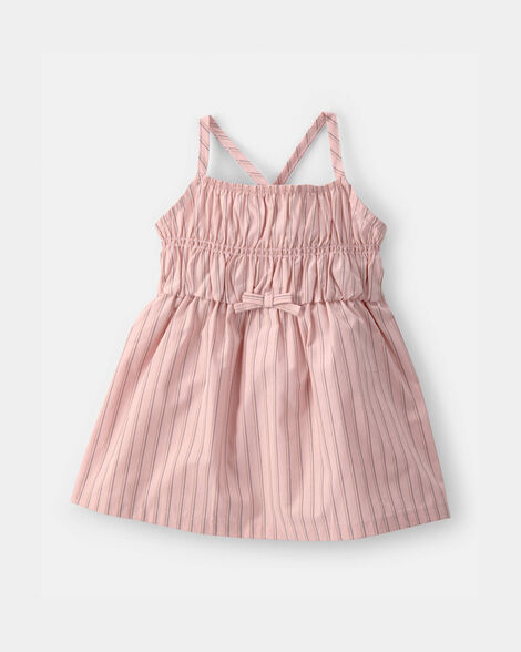 baby girl striped sleeveless dress - pink