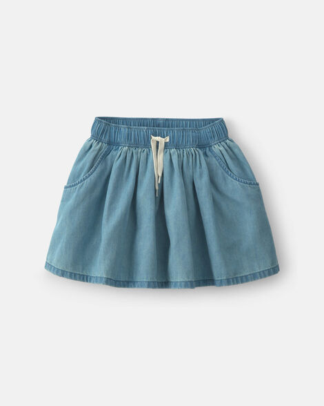 girls chambray denim skort - indigo