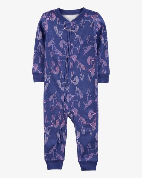 Product image 1 of Toddler 1-Piece Unicorn 100% Snug Fit Cotton Footless Pajamas