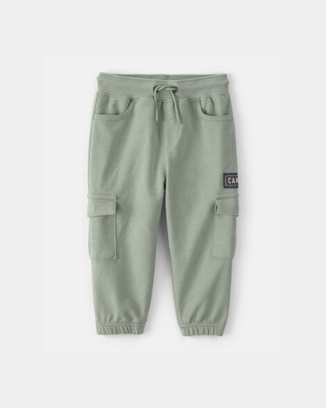 baby boy 'camp dino' french terry cargo joggers - green