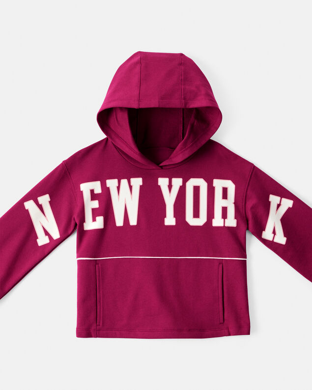 Product image 2 of Girls New York Cotton Long-Sleeve Hoodie - Red