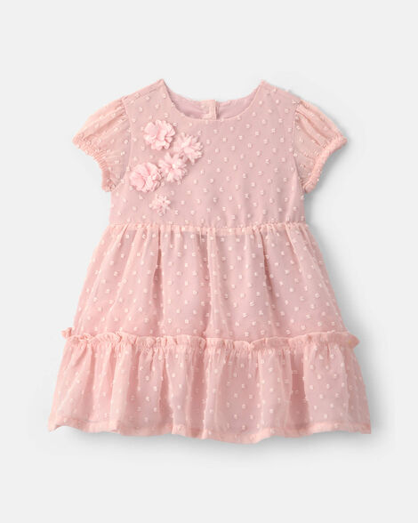 baby girl swiss dot occasion dress - pink