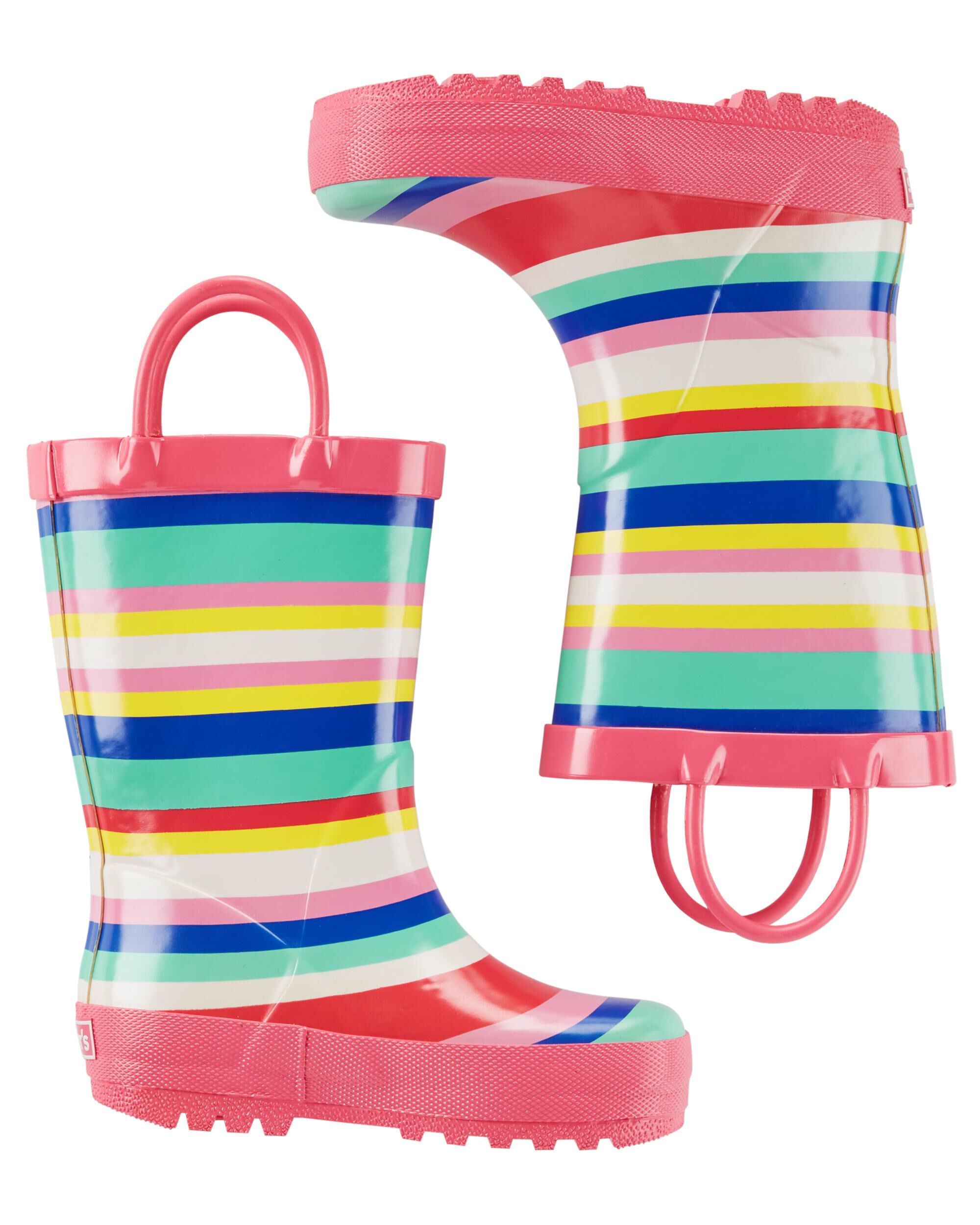striped rain boots