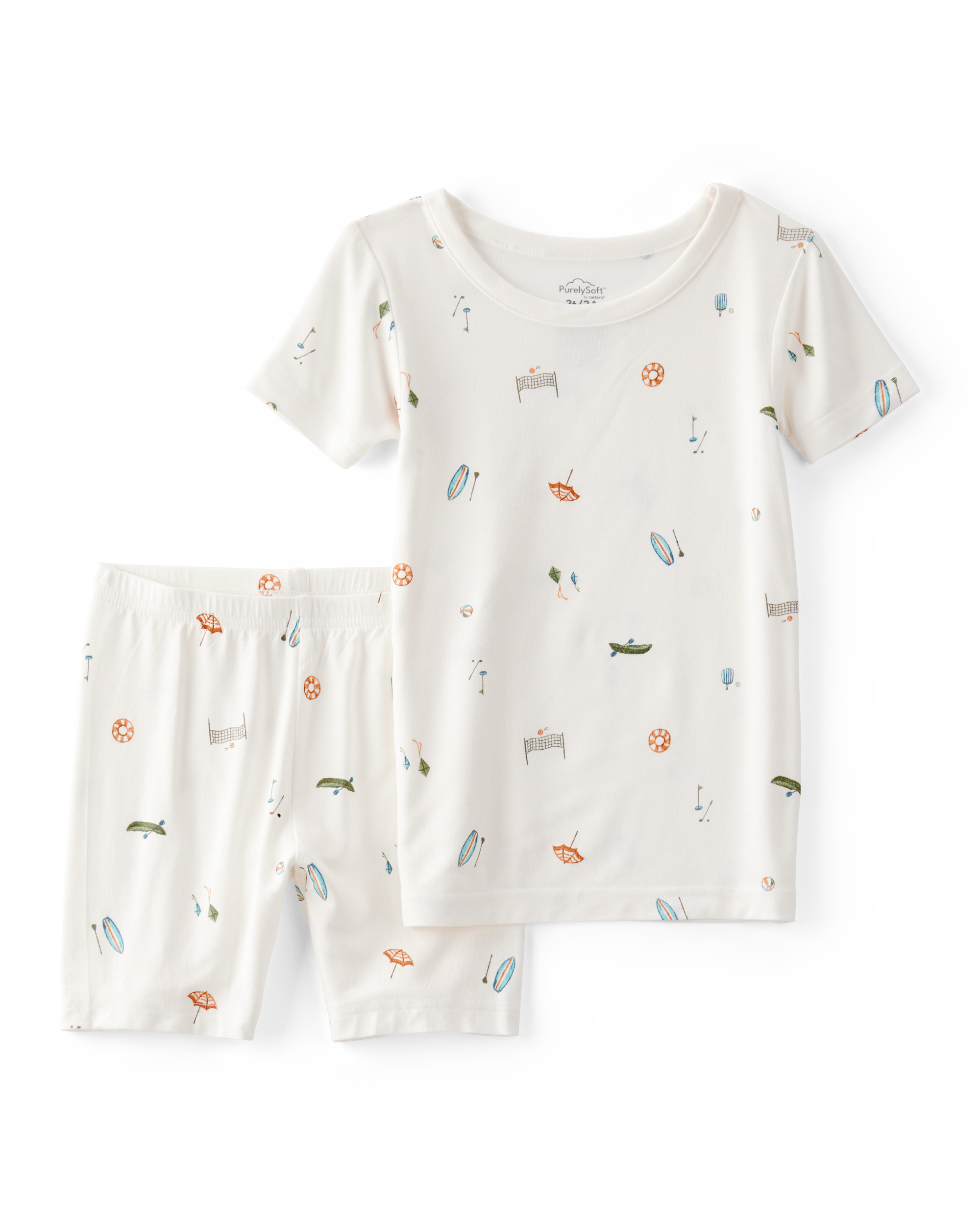 Toddler Boy Camp Print PurelySoft 2-Piece Pajamas - Ivory