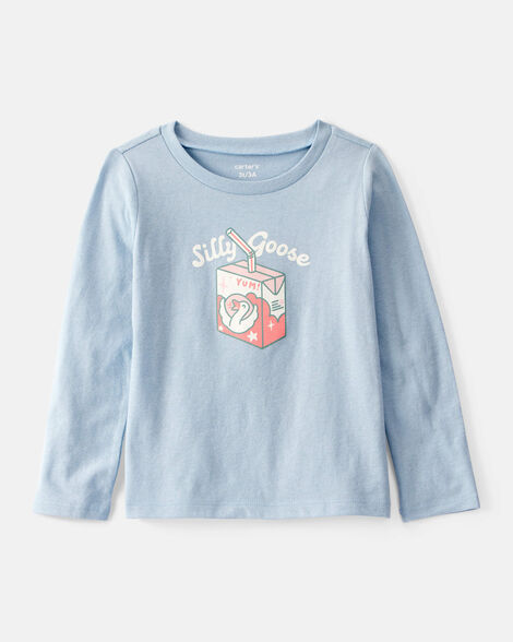 toddler girl silly goose long-sleeve graphic tee - blue