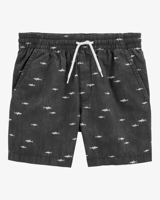 Product image 1 of Kid Shark Print Pull-On Bermuda Short - Black