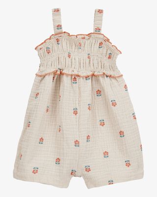 Product image 1 of Baby Smocked Floral Print Sleeveless Romper