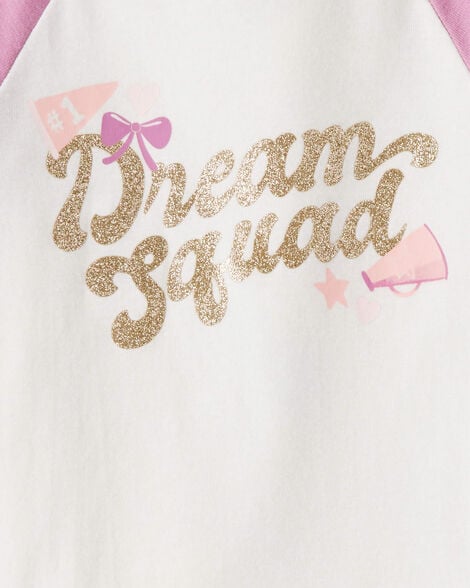 Girls Movie Print 100% Cotton Long-Sleeve 4-Piece Pajamas - Black/Pink