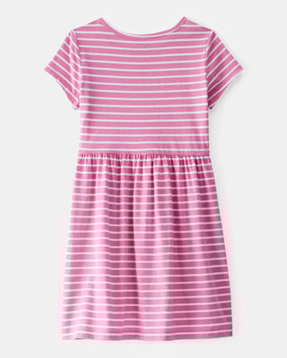 Product image 2 of Girls Striped Short-Sleeve Dress - Pink