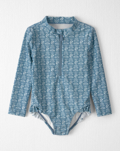 Toddler Girl Recycled Rashguard Swimsuit in Bloom Lagoon
