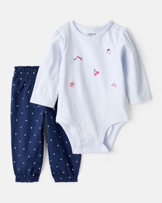 Baby 2-Piece Berry Print Bodysuit Pant Set - Purple