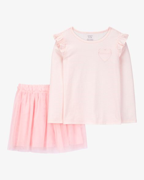  Product image 1 of Kid 2-Piece Striped Tee & Tulle Tutu Skirt Set