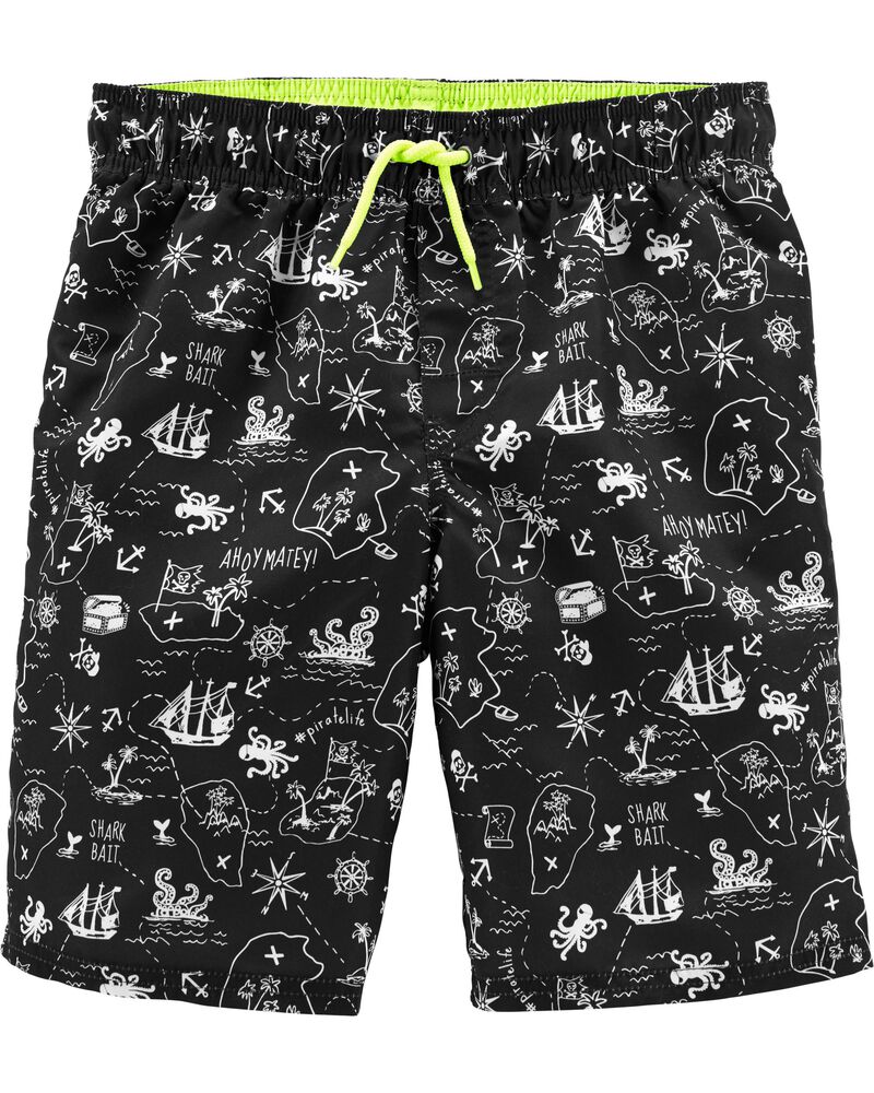 Kid Grey White Neon Yellow Oshkosh Pirate Swim Trunks Carters Com