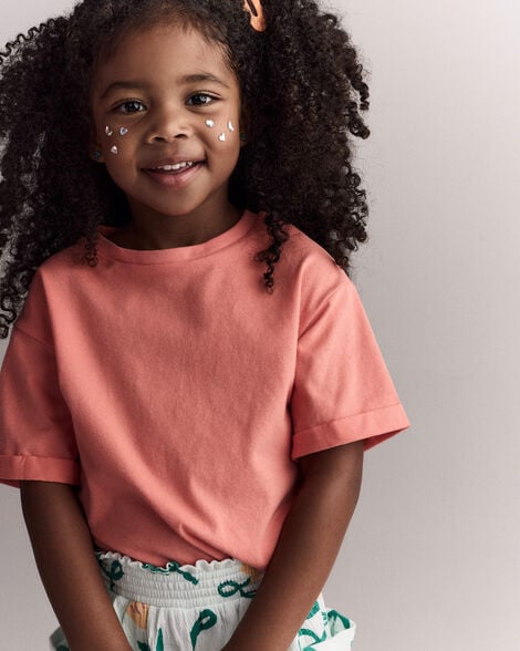 Toddler Rolled Cuff Tee - Coral