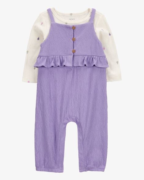 Product image 1 of Baby 2-Piece Long-Sleeve Tee & Coverall Set - Purple