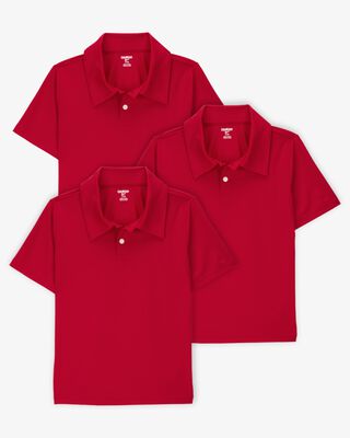 Product image 1 of Kid 3-Pack Active Uniform Polo Shirts in Moisture Wicking BeCool™ Fabric - Red