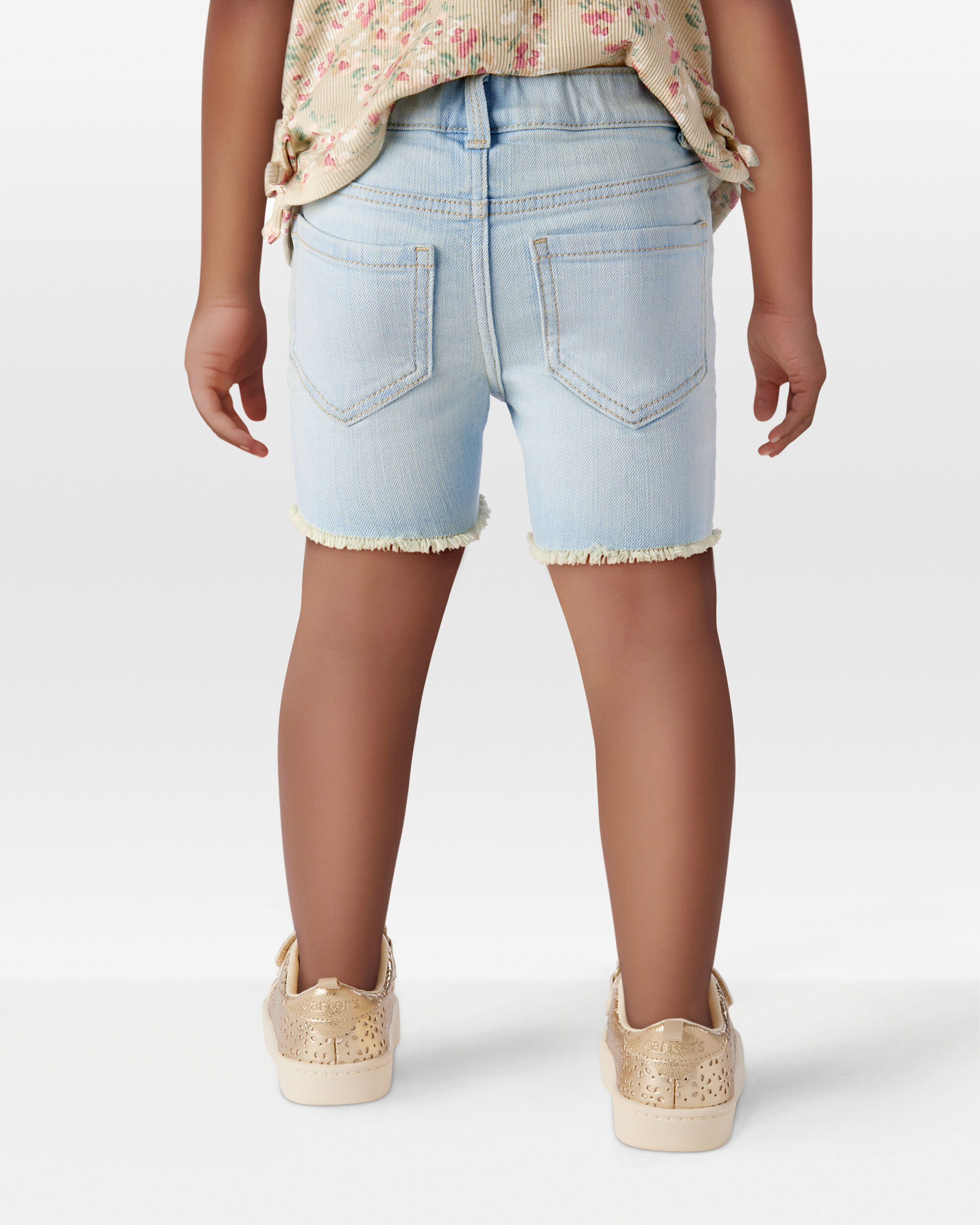 Toddler Frayed Hem Iconic Denim Short - Splash Wash
