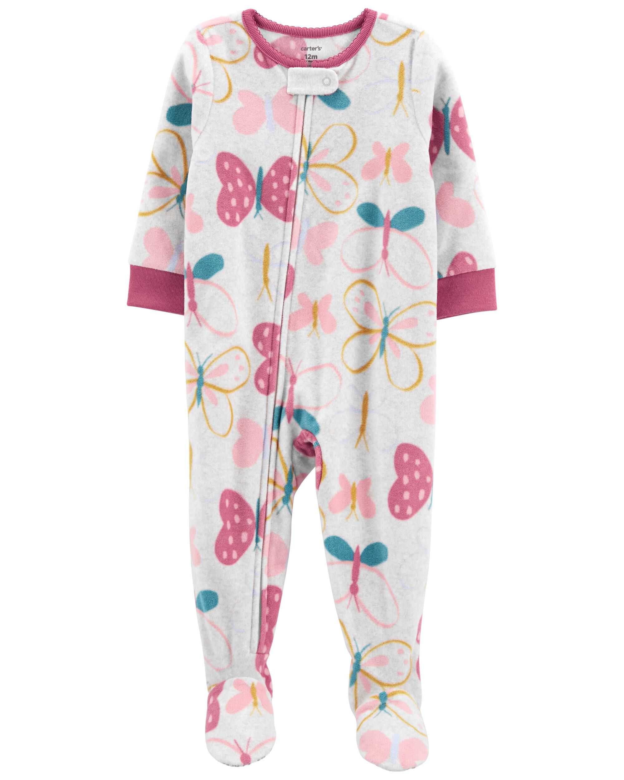 1-Piece Butterfly Fleece Footie PJs