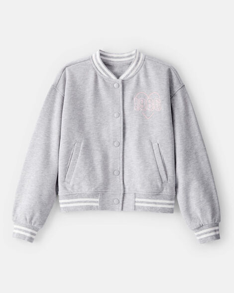 kid 1986 heart varsity jacket - grey