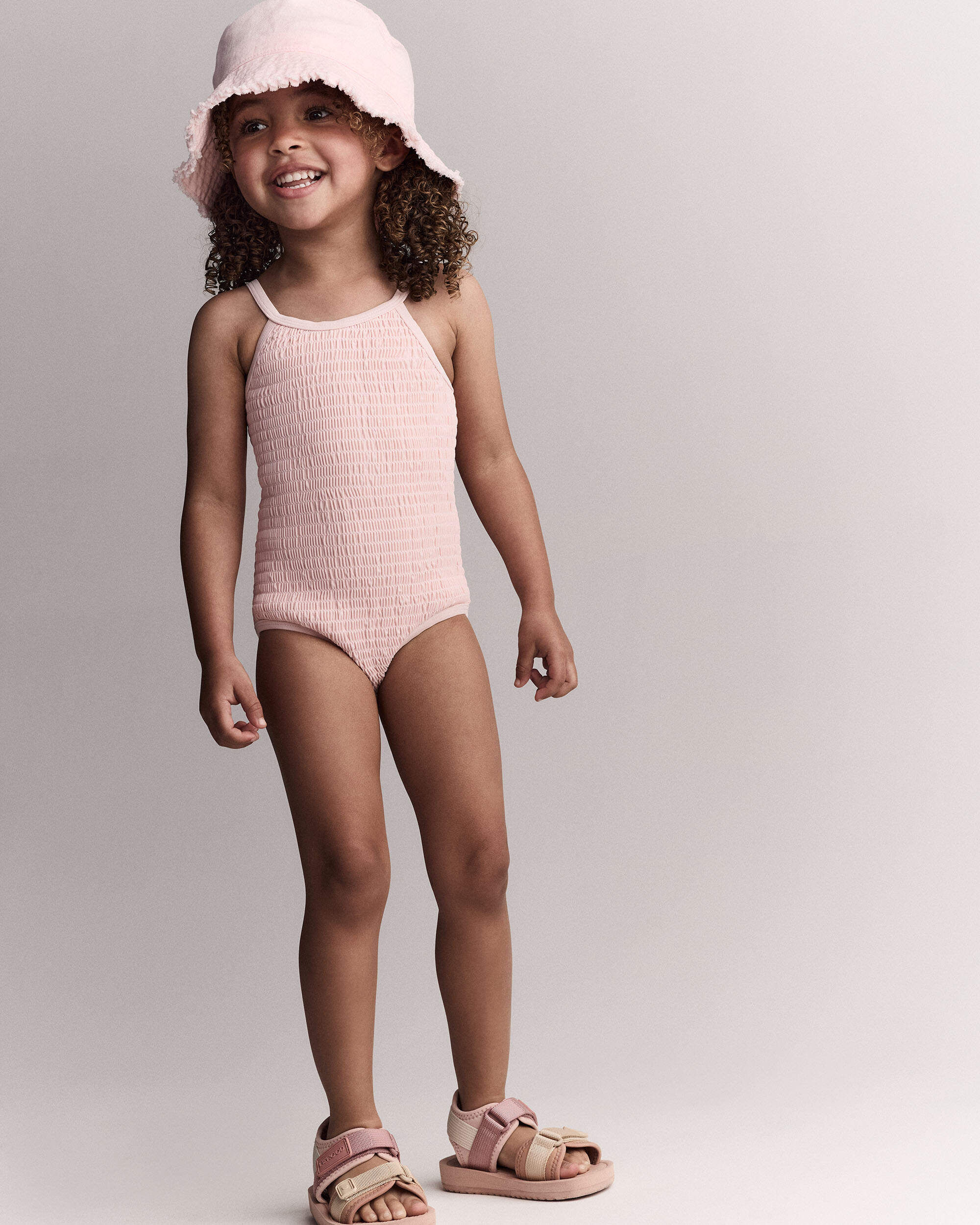 Otter Avenue Toddler Girl Smocked One-Piece Swimsuit 12M Light Pink 26$