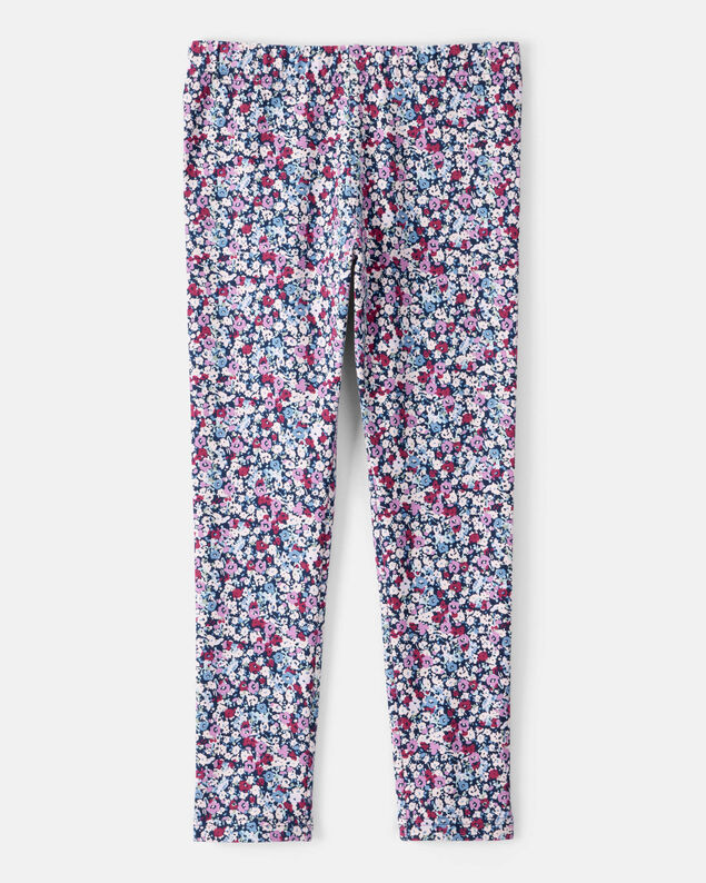 Product image 2 of Girls Floral Cotton Pull-On Stretch Leggings - Purple