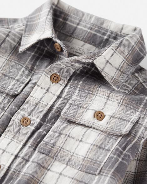  Product image 2 of Baby Organic Cotton Herringbone Button-Front Shirt in Plaid