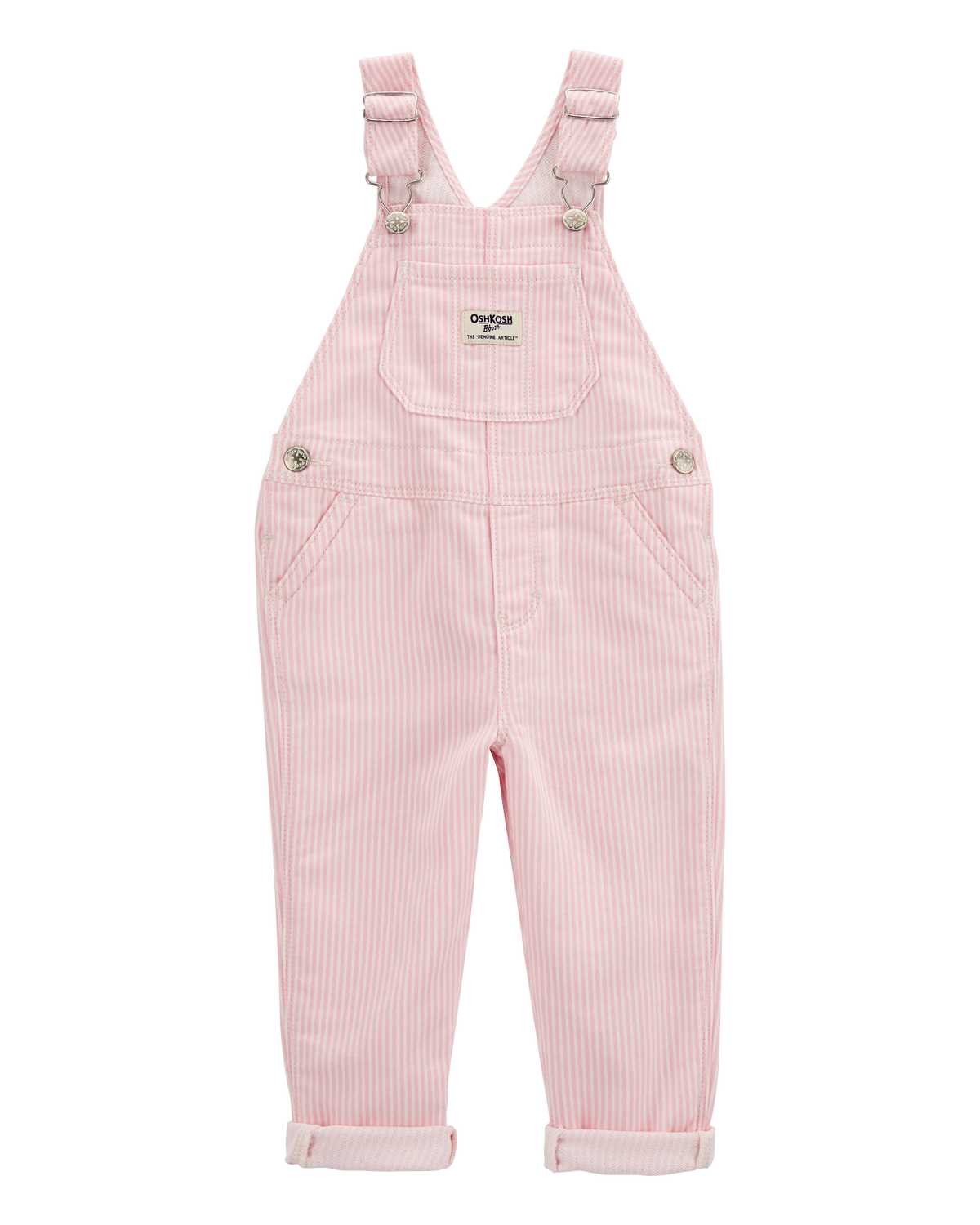 Toddler Knit Denim Hickory Stripe Overalls - Pink - OshKosh