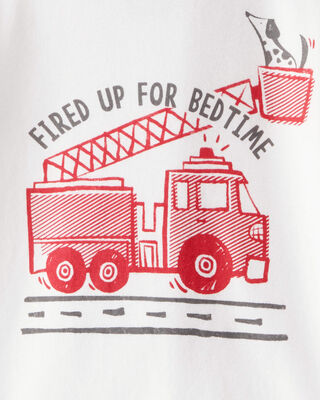 Product image 2 of Baby Boy Firetruck Print 100% Cotton Long-Sleeve 4-Piece Pajamas - Red/White