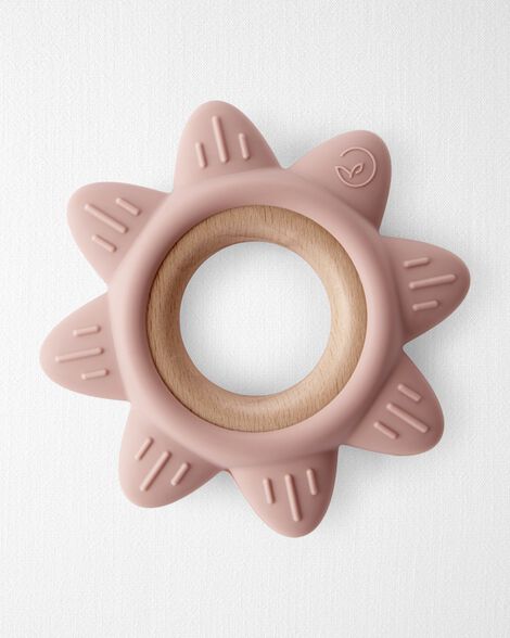 Baby Little Planet Silicone & Wood Teether - Pink