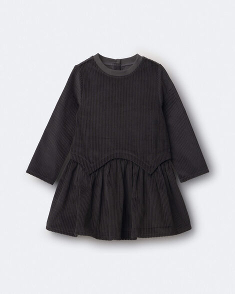 Toddler Girl Long-Sleeve Drop-Waist Dress - Dark Grey