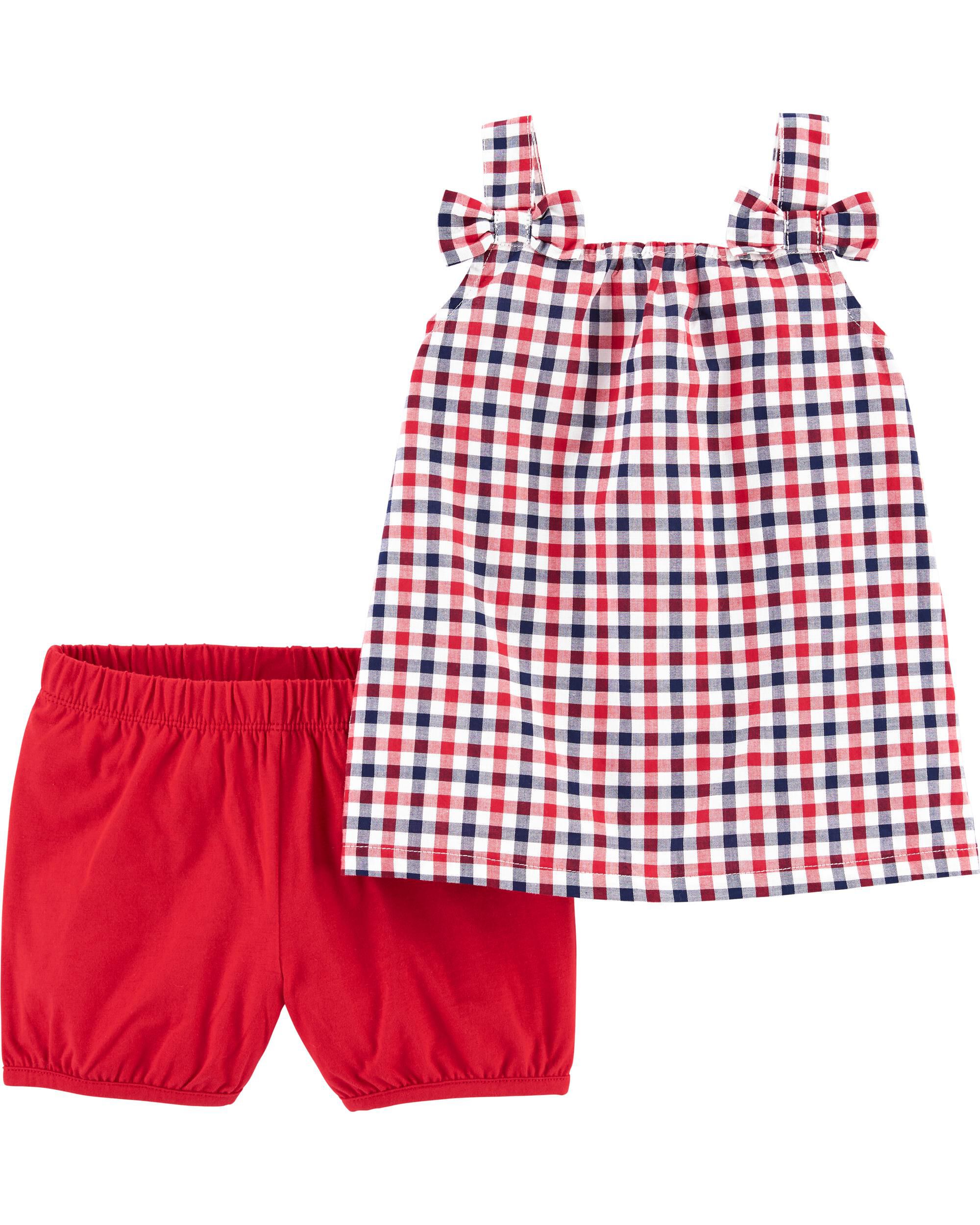 *CLEARANCE* 2-Piece Gingham Tank & Jersey Short Set