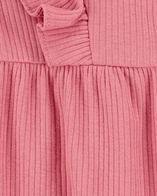 Product image 2 of Baby Girl 2-Piece Solid Flutter-Sleeve Relaxed Fit Jumpsuit & Headwrap Outfit Set - Pink
