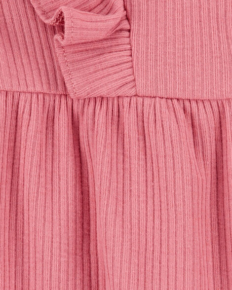  Product image 2 of Baby Girl 2-Piece Solid Flutter-Sleeve Relaxed Fit Jumpsuit & Headwrap Outfit Set - Pink
