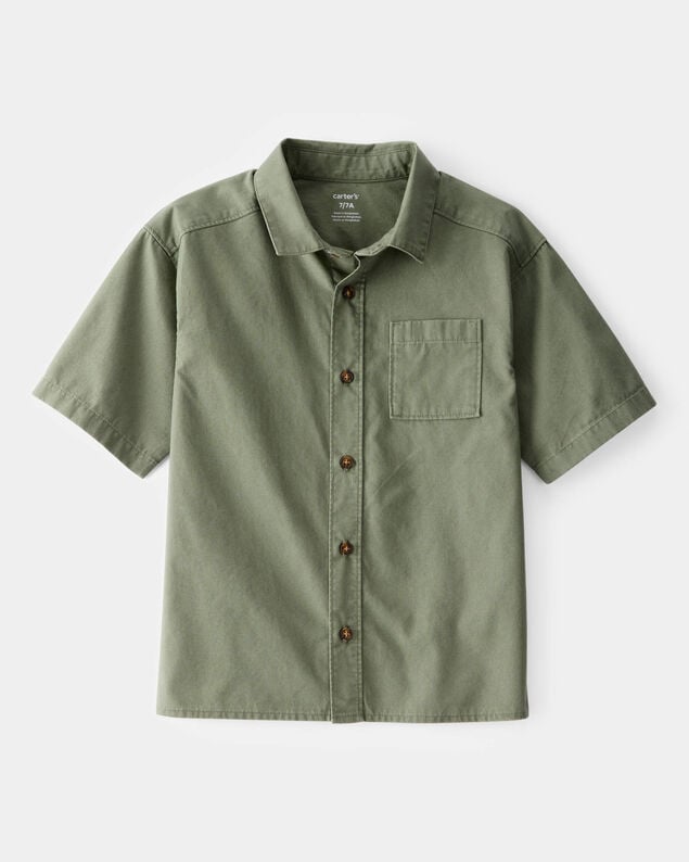 Product image 1 of Kid Short-Sleeve Button-Down Pocket Shirt - Green
