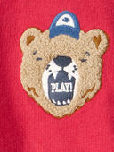 Baby Boy Bear Varsity Long-Sleeve Fashion Bomber Jacket - Red