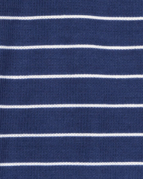 Product image 2 of Boys Striped Loose Fit Waffle Knit 2-Piece Pajamas - Navy