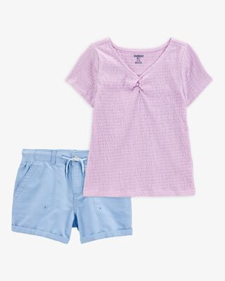 Product image 1 of Kid 2-Piece Short-Sleeve Crinkle Top & Trek Short Set