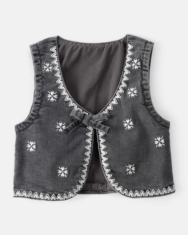 Product image 1 of Baby Girl Western Denim Sleeveless Vest - Grey