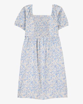 Product image 2 of Kid Smocked Floral Print Dress - Blue