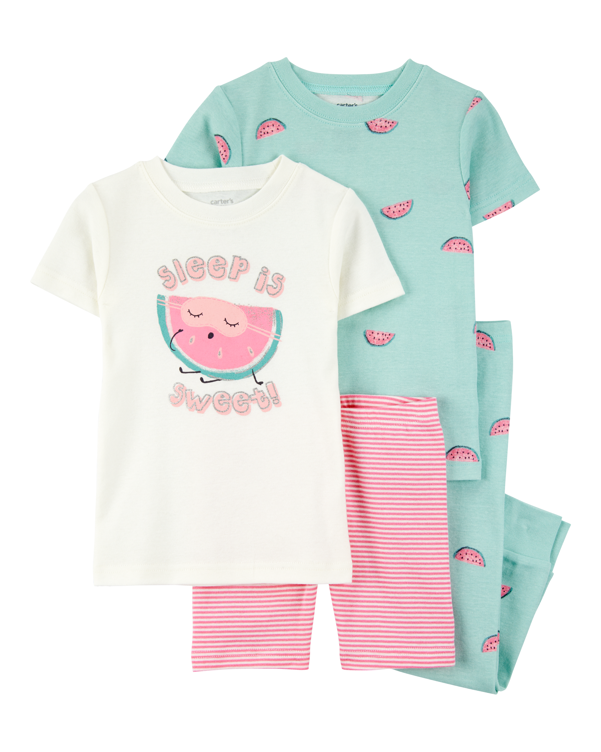 Baby 4-Piece Watermelon 100% Snug Fit Cotton Pajamas - Green